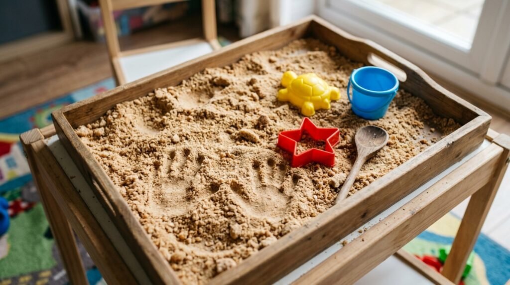 arena comestible para bandejas sensoriales marinas y seguras para peques