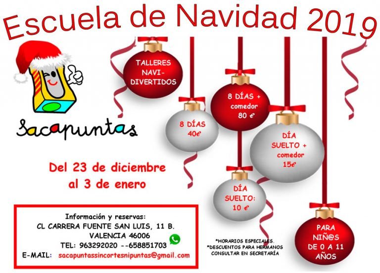 Escuela de navidad 2019 - 2020 Sacapuntas Valencia