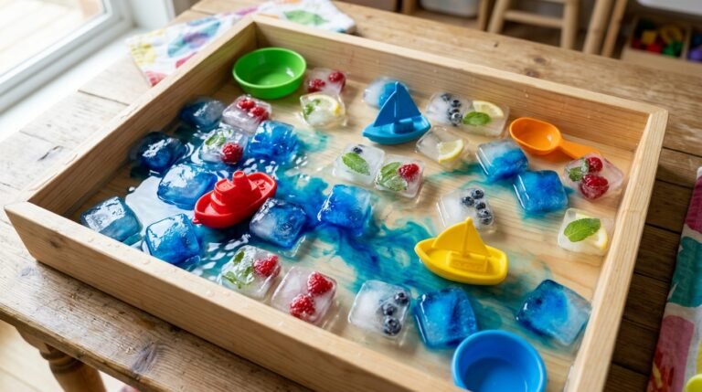 hielo flotante para bandejas sensoriales marinas y seguras para peques